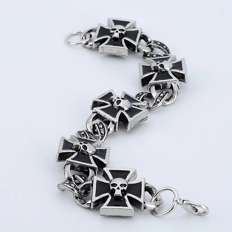 Cross Shape Skull Pattern Bracelet - PWM