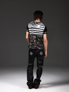 Camo Distressed Silver-Foil V-Neck T-Shirt