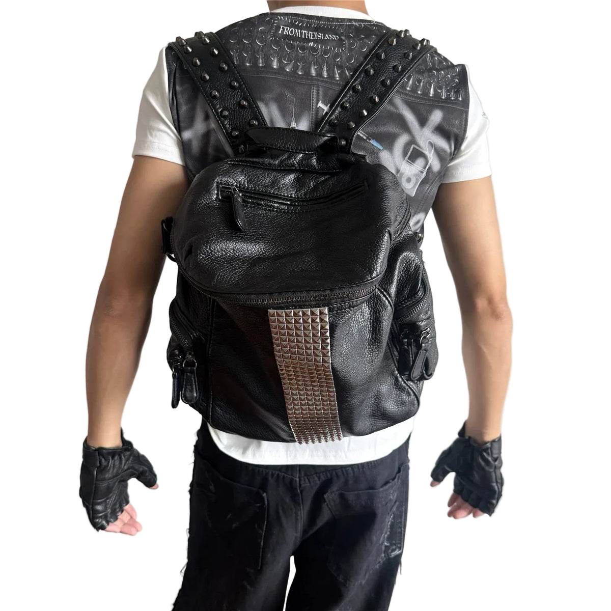 Dark Punk Pyramid Stud Backpack