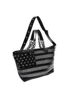 Studded Star Flag Chain-Handle Tote Bag