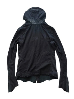 Cross-Zip Patchwork Hooded Jacket