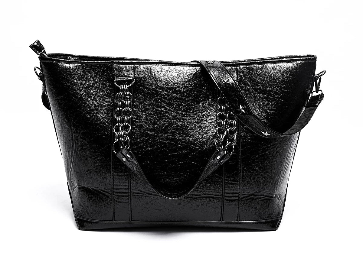 Studded Star Flag Chain-Handle Tote Bag