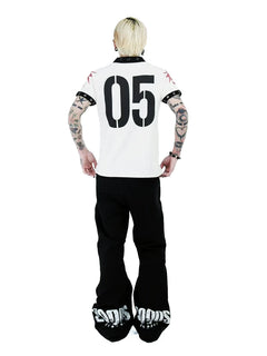 Contrast Collar Skull Graphic Polo Shirt