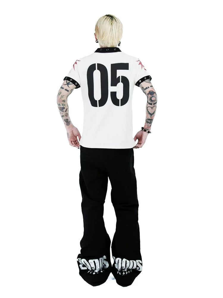 Contrast Collar Skull Graphic Polo Shirt