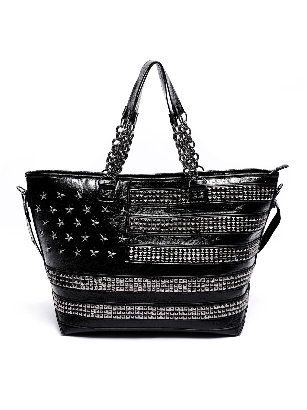 Studded Star Flag Chain-Handle Tote Bag