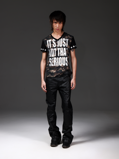 Camo Distressed Silver-Foil V-Neck T-Shirt