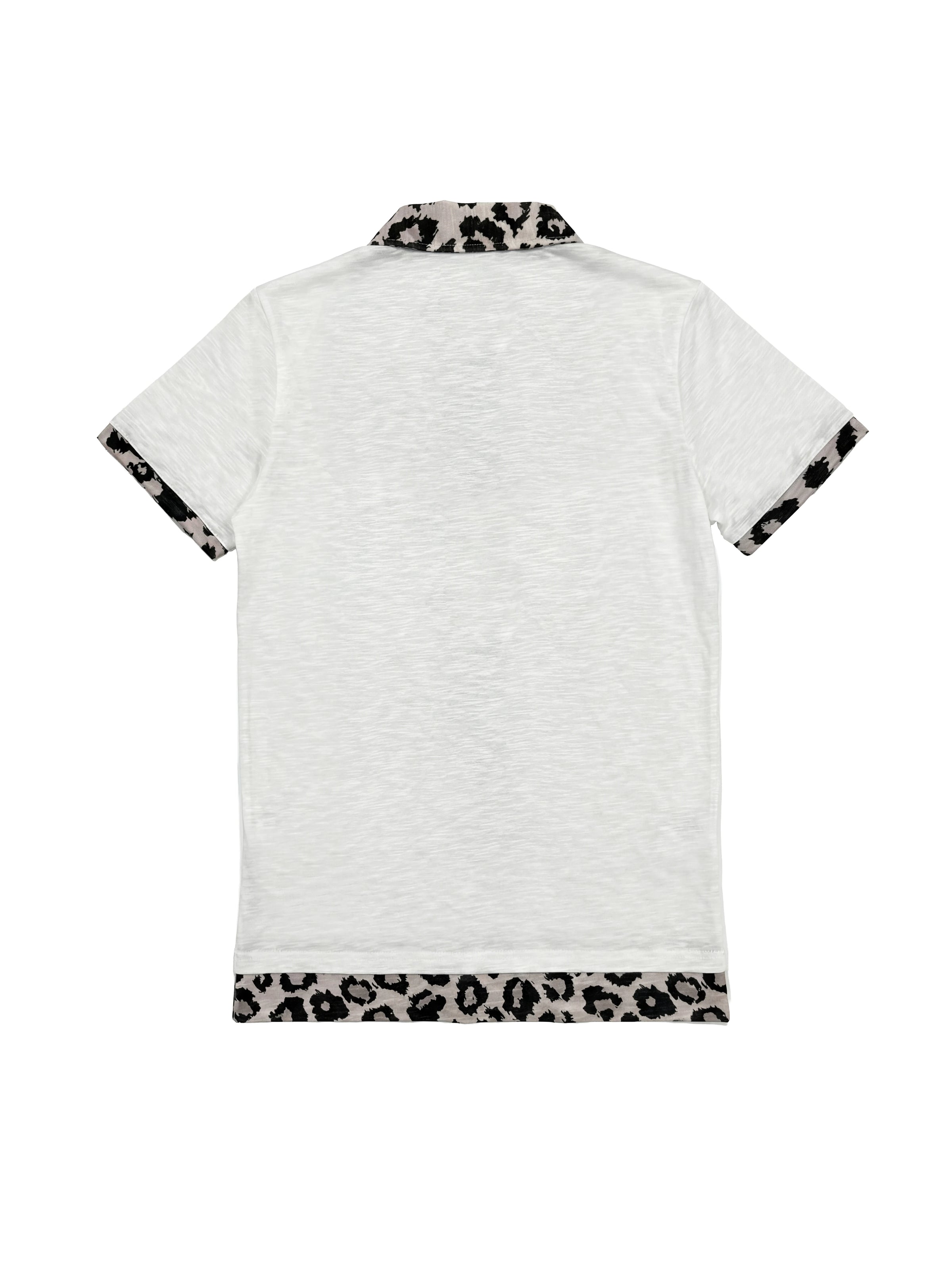 Union Jack Leopard Trim Polo Shirt