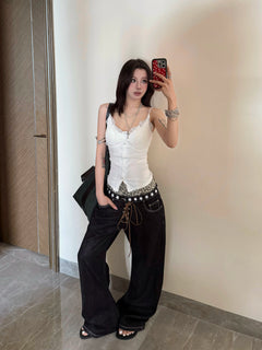 Fake 2 piece Leopard Scimitar Jeans