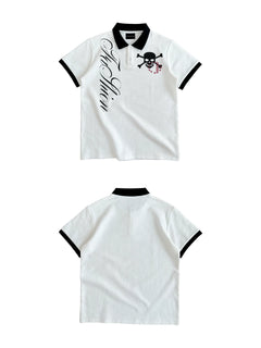 ColdAsia Floral Skull Polo Shirt