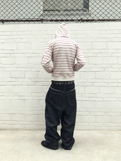 Apricot Stripe Graffiti Zip Hoodie