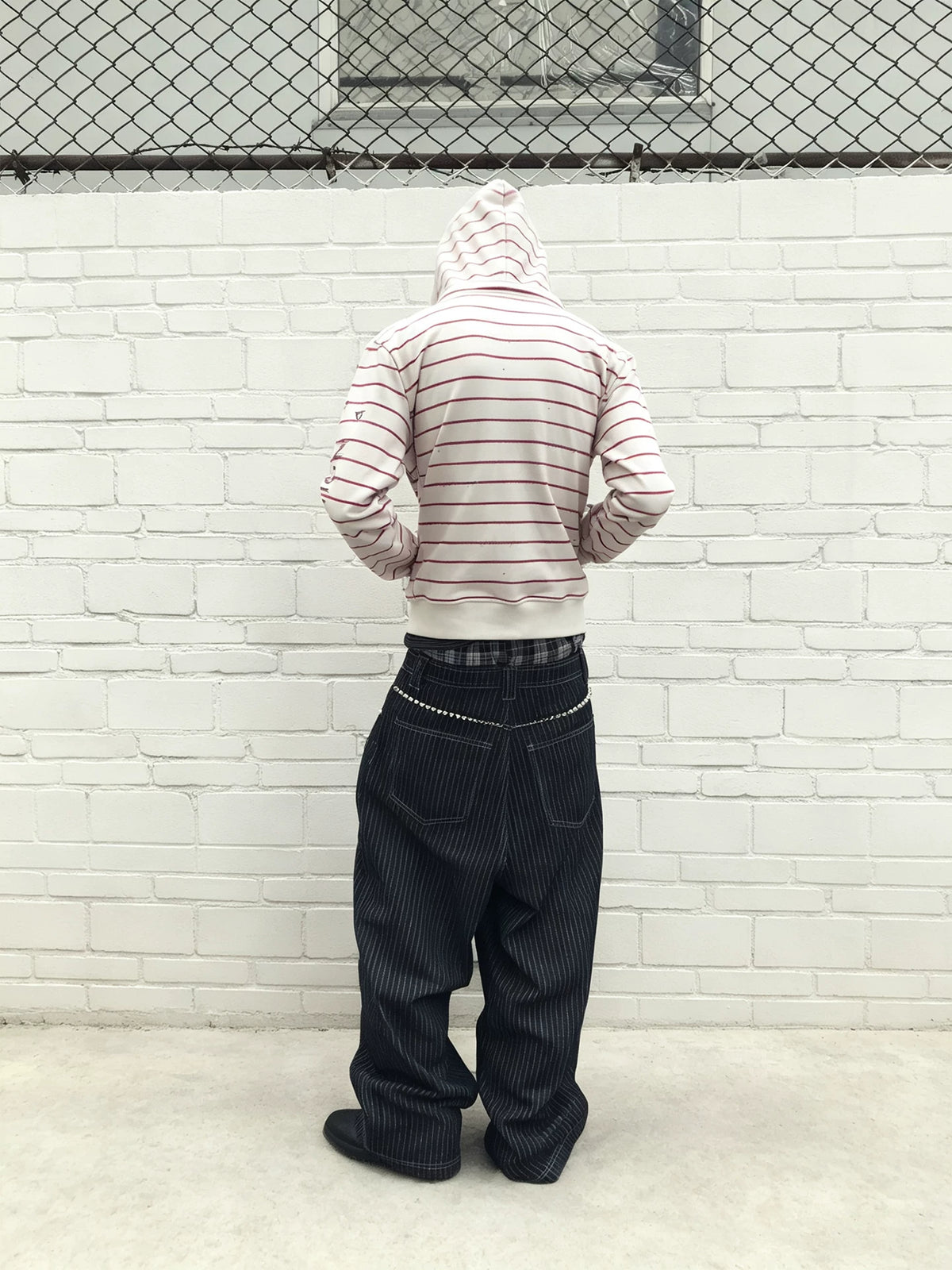 Apricot Stripe Graffiti Zip Hoodie