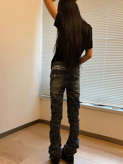 Vintage Scratch Stud Low-Rise Slouch Jeans