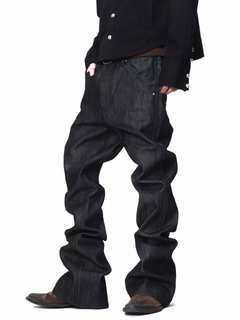 Stacked Raw Selvedge Flare Jeans