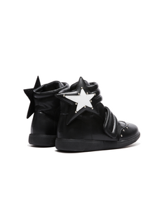 Star Applique Velcro High-Top Leather Sneakers