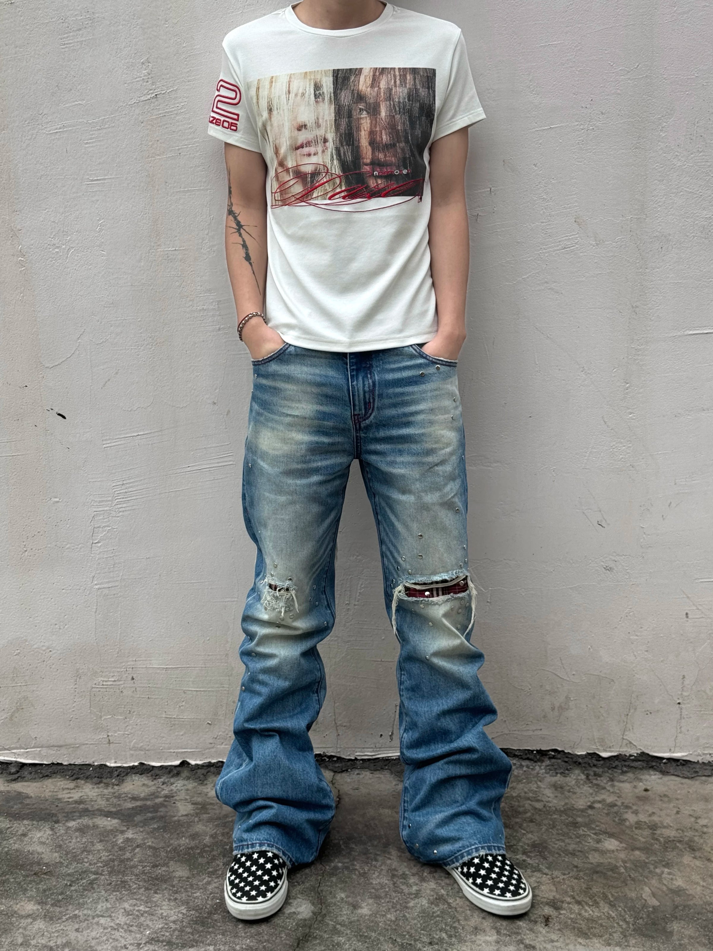 Millennial Portrait Embroidered Graphic T-Shirt