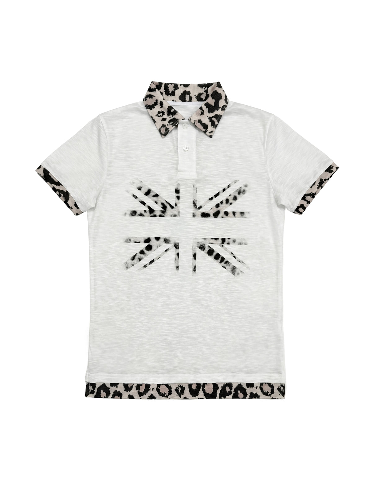 Union Jack Leopard Trim Polo Shirt