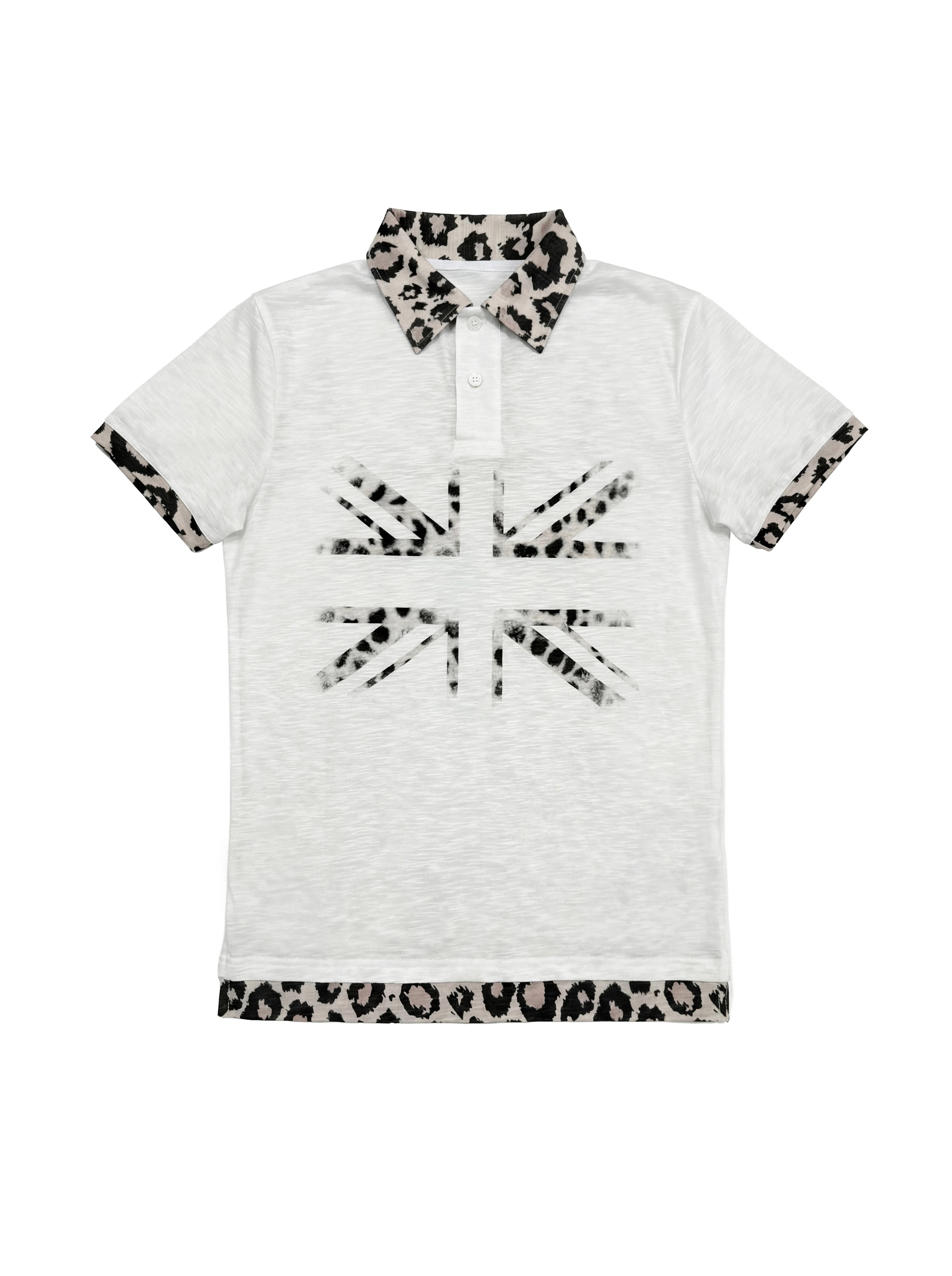 Union Jack Leopard Trim Polo Shirt
