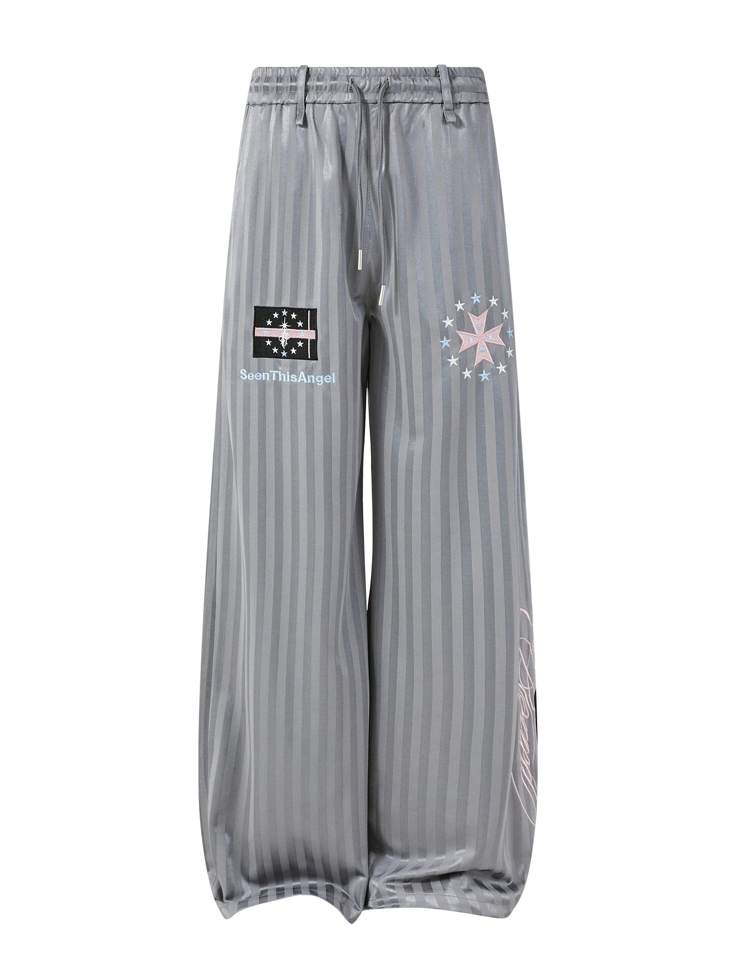 Subculture Embroidered Stripe Wide-Leg Pants