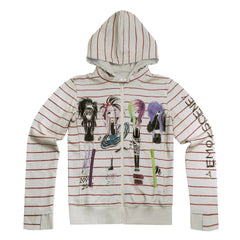 Apricot Stripe Graffiti Zip Hoodie