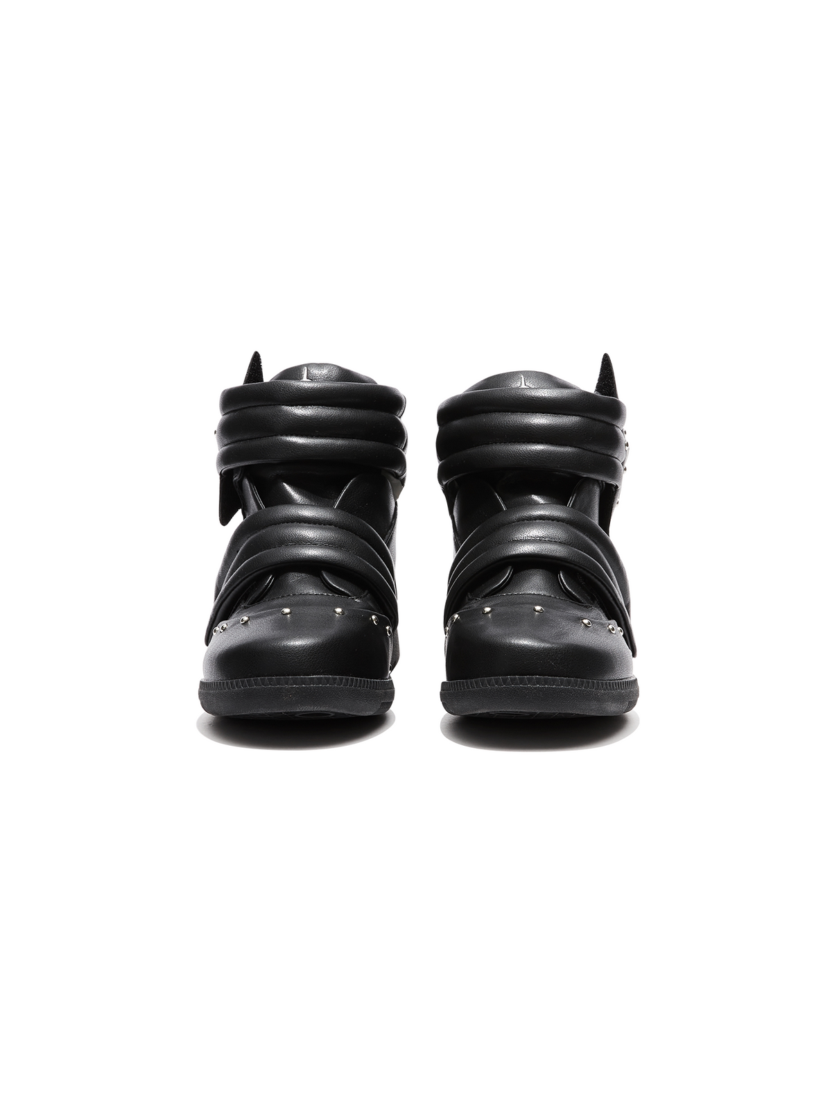 Star Applique Velcro High-Top Leather Sneakers