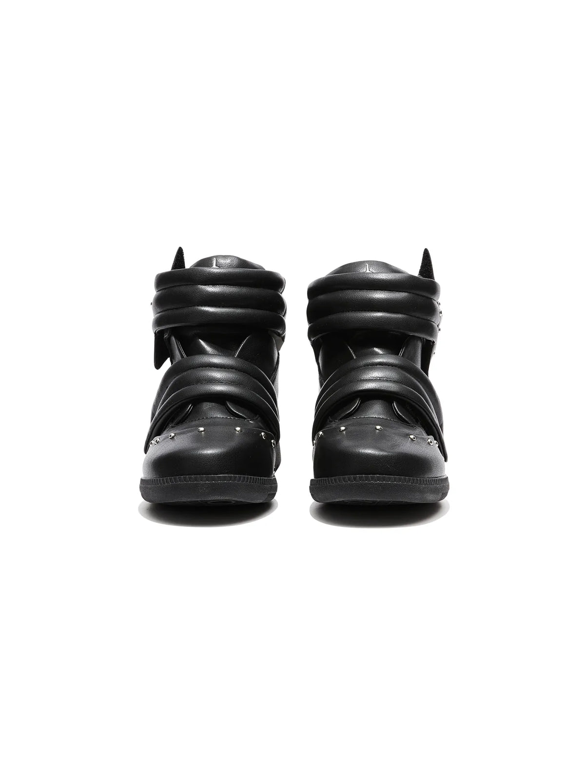 Star Applique Velcro High-Top Leather Sneakers