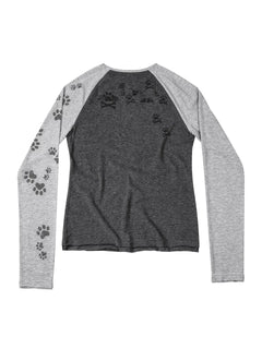 Paw Print Skull Raglan Long Sleeve T-Shirt