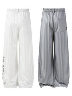 Subculture Embroidered Stripe Wide-Leg Pants