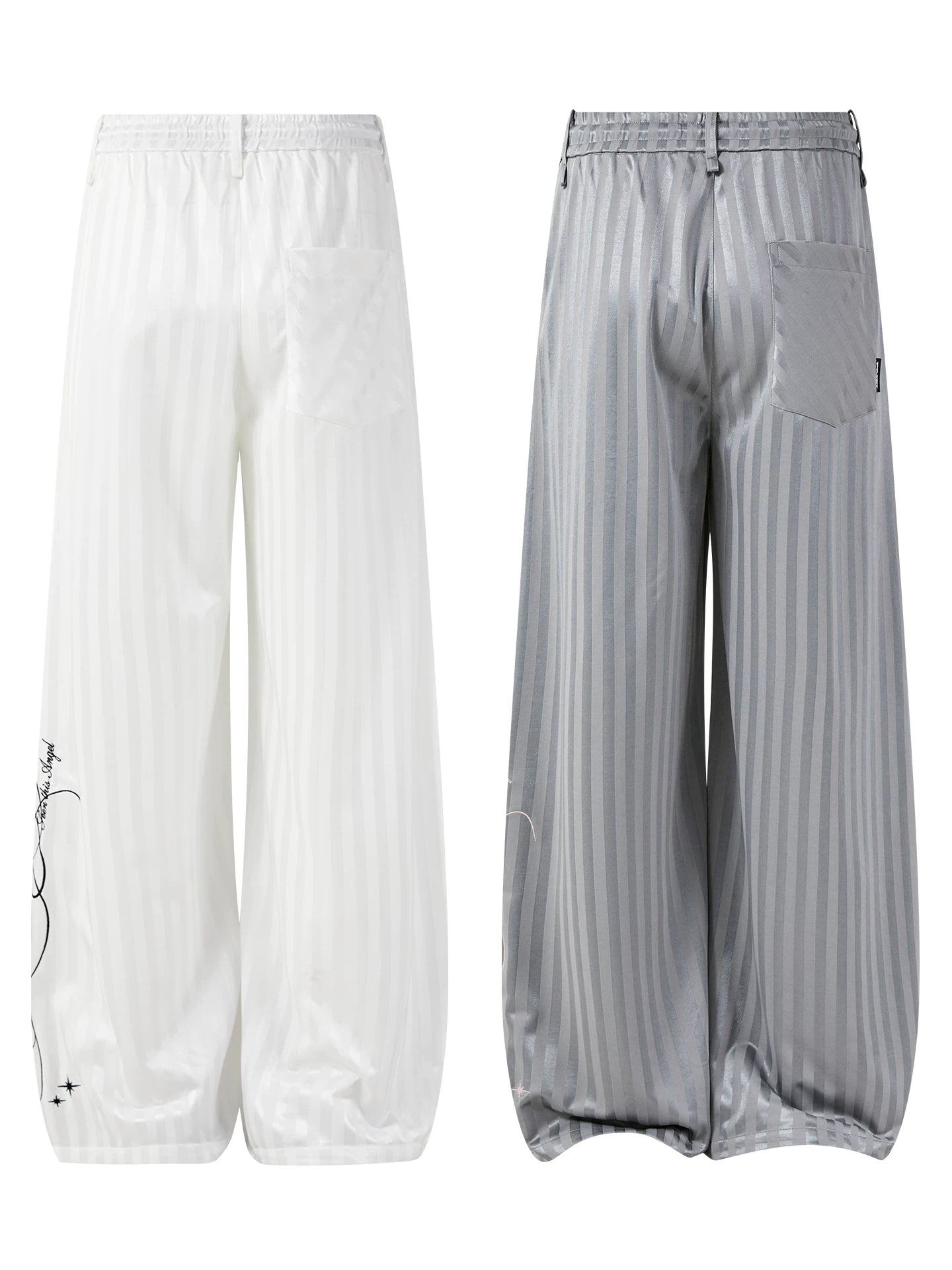 Subculture Embroidered Stripe Wide-Leg Pants