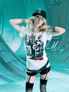 Rhinestone Portrait Slim Graphic T-Shirt