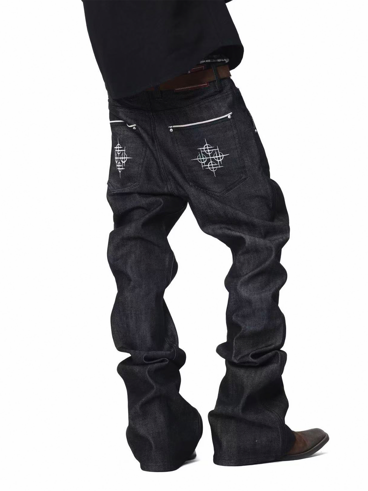 Stacked Raw Selvedge Flare Jeans