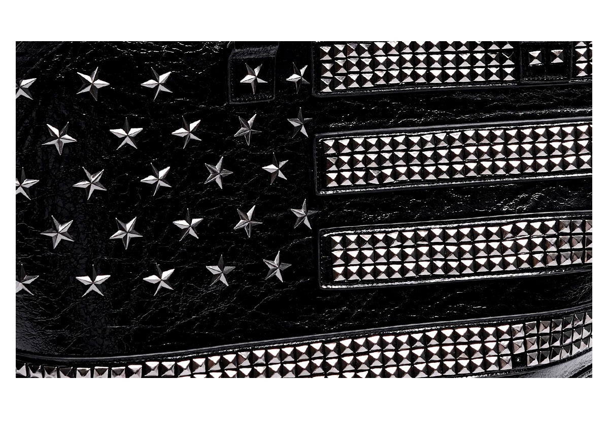Studded Star Flag Chain-Handle Tote Bag