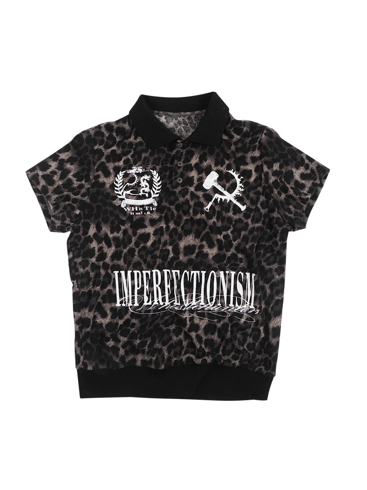 Black Leopard Slim Polo Shirt