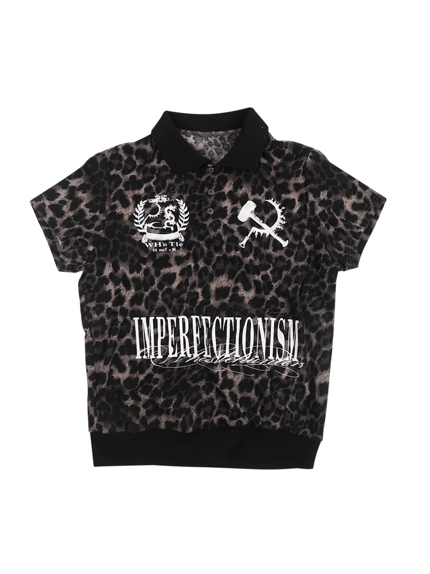 Black Leopard Slim Polo Shirt