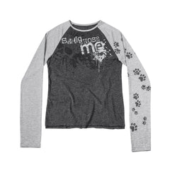 Paw Print Skull Raglan Long Sleeve T-Shirt