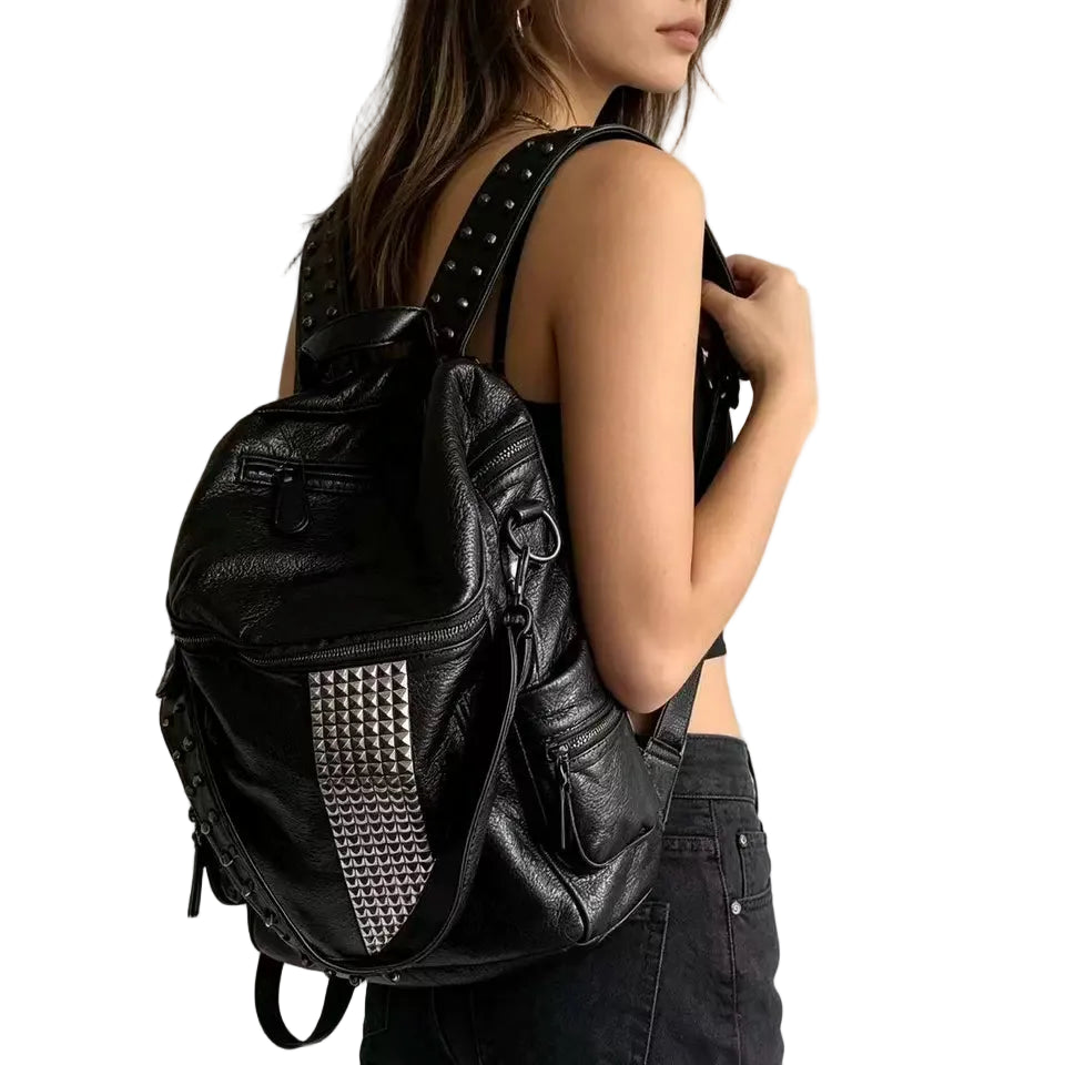 Dark Punk Pyramid Stud Backpack