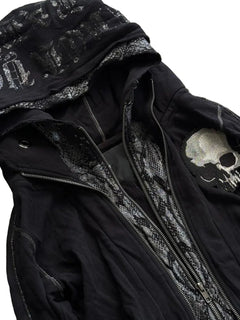 Skull Colorblock Hooded Zip Jacket
