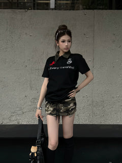 Camouflage Embroidered Slim Polo Shirt