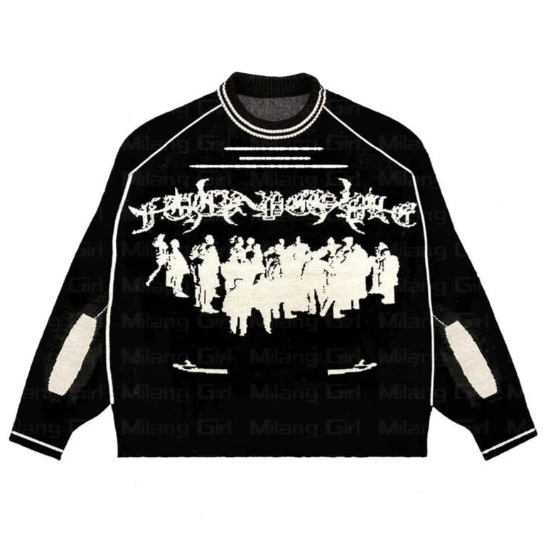 Gothic Pattern Knitted Sweater