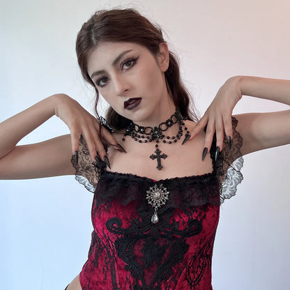 Gothic Exquisite Cross Pendant Necklace