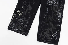 Graffiti Print Straight Loose Denim - PWM