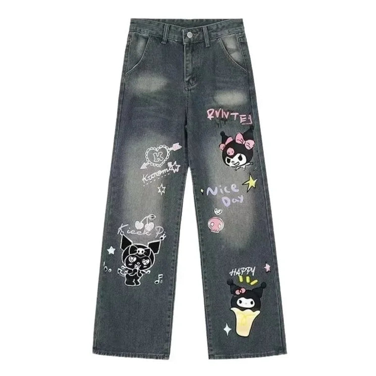 KUROMI Print Loose Jeans