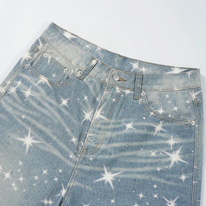 Star Printed Jeans Loose Jeans