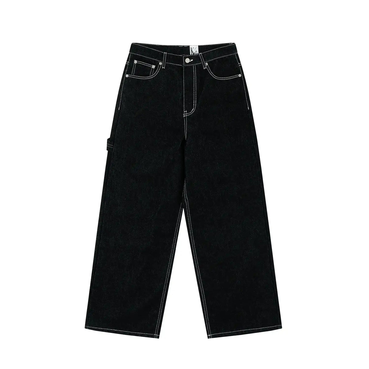 Embroidered White Lining Straight Jeans