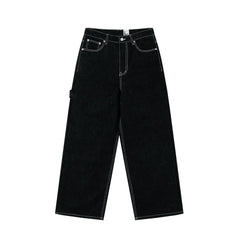 Embroidered White Lining Straight Jeans - PWM