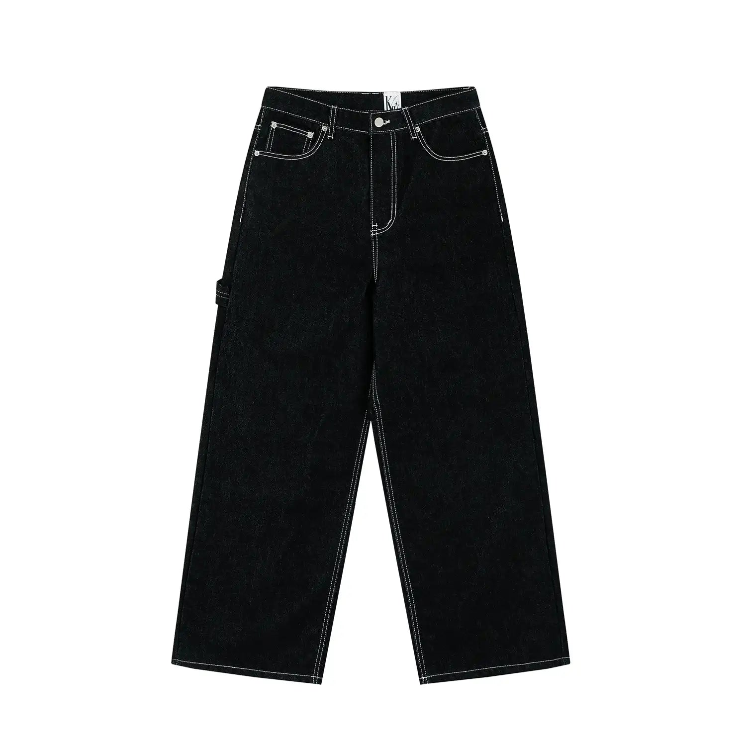 Embroidered White Lining Straight Jeans - PWM