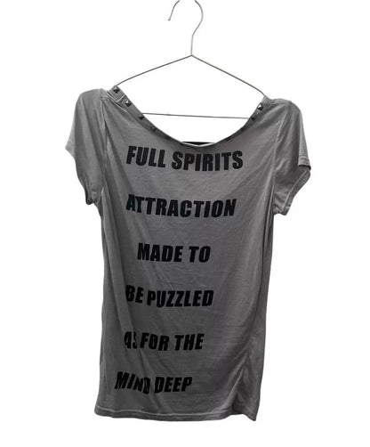 Letter Printing Rivet Slim-fit T-shirt