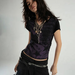 Crop Top Star Distressed T-Shirts - PWM