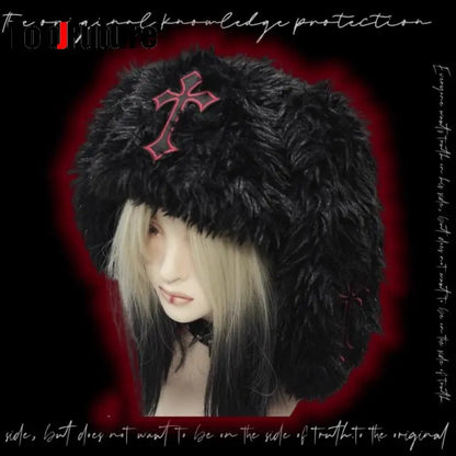 Fluffy Rabbit Ear Gothic Hat