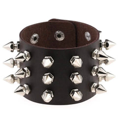 Row Cuspidal Spikes Rivet Stud Bracelet - PWM