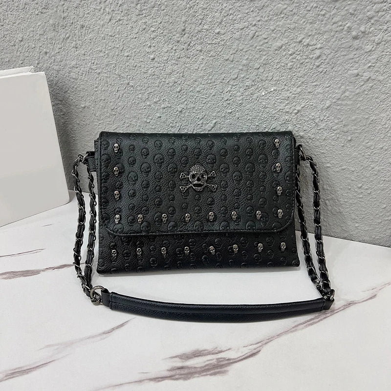 Rivet Skull relief Pattern Shoulder Bag - PWM